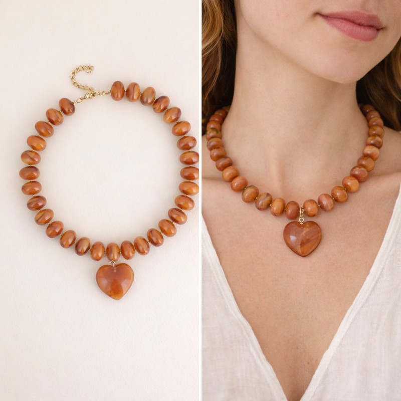 Collier Vagues Pastel avec pendentif en forme de cœur